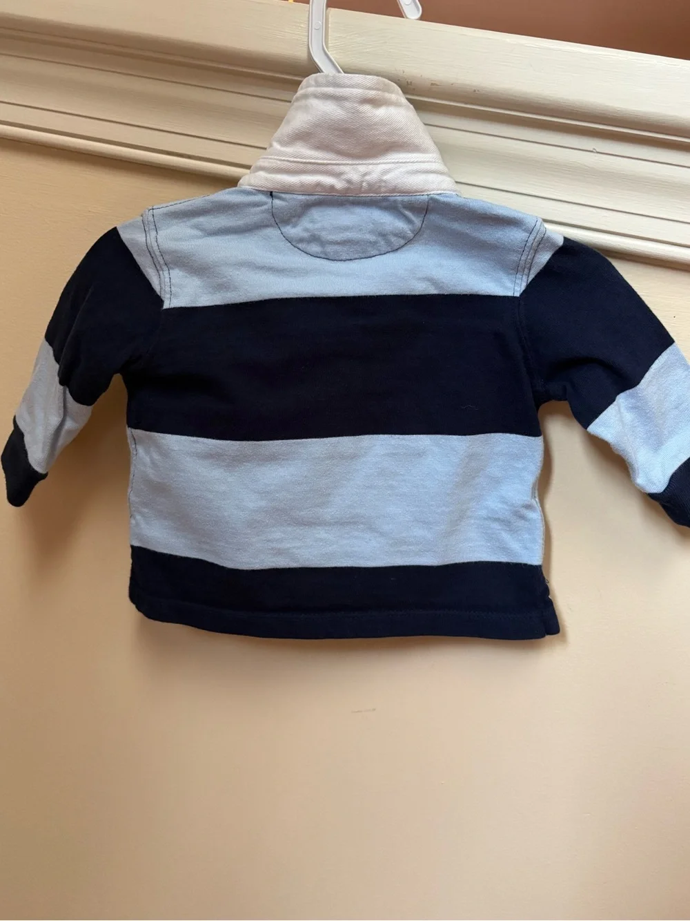 Ralph Lauren Blue Striped Long Sleeve Rugby Shirt Infant 3M